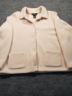 Vintage L.L. Bean Women L Fleece Barn Style Outdoor Jacket  Button Pockets